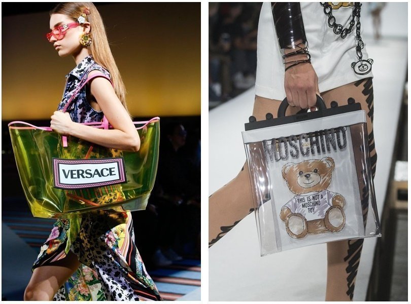Прозрачные сумки Versace и Moshino сезона весна - лето 2019 года 