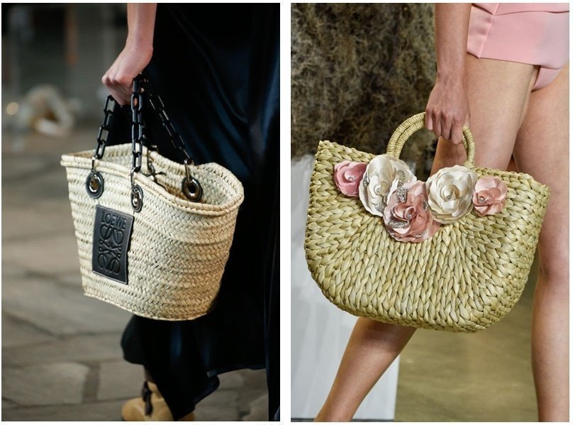 Плетеные и соломенные сумки Loewe и Badgley Mischka сезона весна - лето 2019 года - фотография